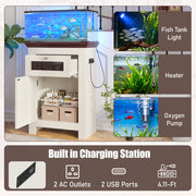 10-15 Gallon Fish Tank Stand, Aquarium Stand with Power Outlets, 198LBS Capacity, Fish Tank Table with Storage Cabinet and Drawer, Aquarium Table for Reptile Terrarium Stand