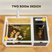 Reptile Habitat Tortoise House with Lamp Holder, 3 Acrylic Observation Windows, 2 Waterproof Trays, Lockable Top, Easy to Clean Wooden Enclosure for Turtles, Lizards, Snakes, and Small Pets