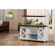 Metal Aquarium Stand with Cabinet for Fish Tank Accessories Storage, 80 Gallon, Turtle/ Reptile Terrariums, White, 58.9'' L x 19.7'' W x 32.6'' H.