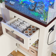 10-15 Gallon Fish Tank Stand, Aquarium Stand with Power Outlets, 198LBS Capacity, Fish Tank Table with Storage Cabinet and Drawer, Aquarium Table for Reptile Terrarium Stand