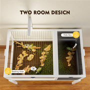 Reptile Habitat Tortoise House with Lamp Holder, Large Observation Window, Waterproof Tray, Detachable Legs, Easy to Clean Wooden Enclosure for Turtles, Lizards, Geckos, and Small Pets Indoor Outdoor