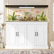 55-75  Gallon Fish Tank Stand with Power Outlets, Heavy Duty Aquarium Stand with 2 Cabinets and Storage Drawer for Fish Tank, Thickened Tabletop and Stand, Reptile Terrarium, 880LBS Capacity, Natural